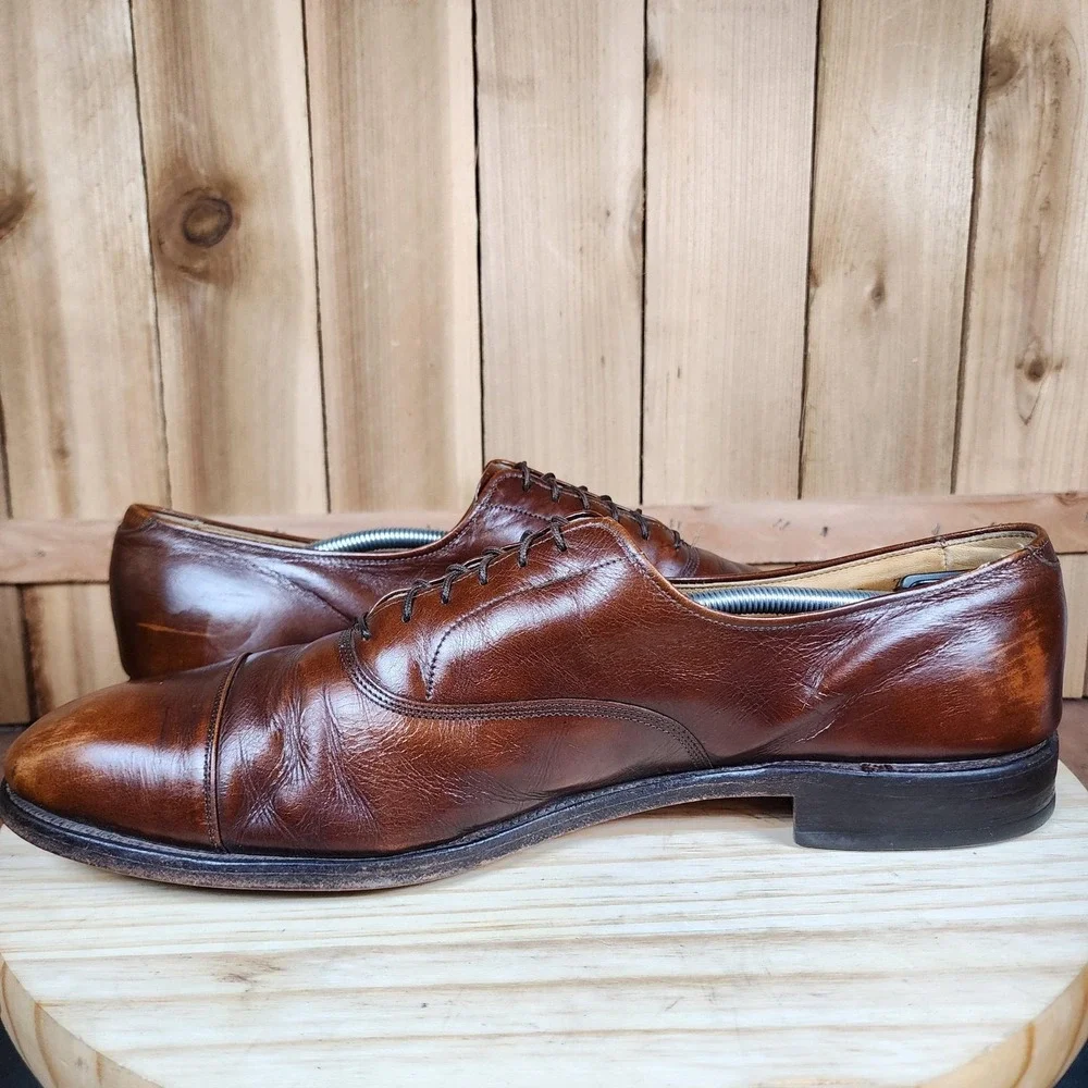 Allen Edmonds Park Avenue Shoes Mens Size 14 B Brown Leather Cap‎ Toe Oxford USA